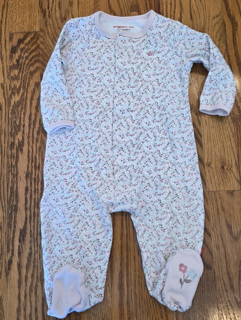 Gerber Pink Floral Quilted Baby One-Piece Footed Pajamas
